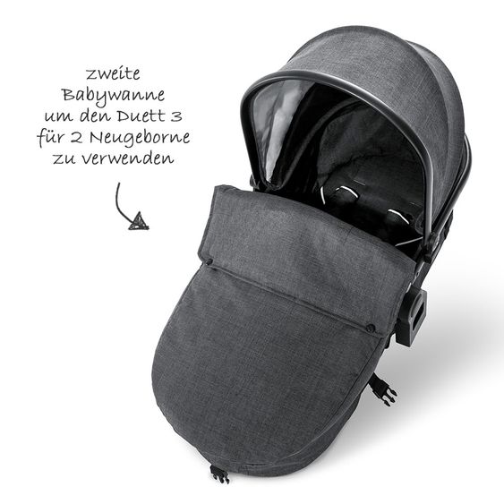 Hauck Zweite Babywanne für Geschwisterwagen Duett 3 - Melange Charcoal