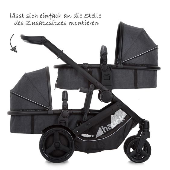 Hauck Zweite Babywanne für Geschwisterwagen Duett 3 - Melange Charcoal