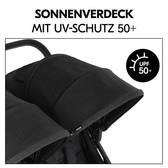 Hauck Poussette Double Up Town Duo - incl. 2x Coussin Confort Siège & Protection Pluie - Noir Mélangé