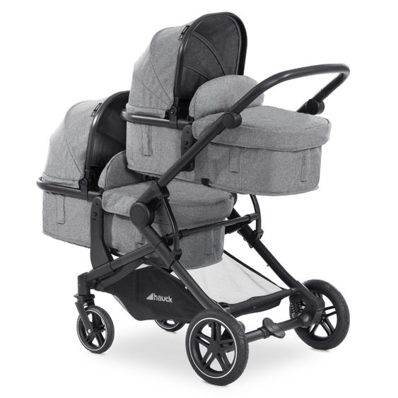 Hauck Twin stroller Atlantic Twin (incl. baby bath for newborn) - up to 36 kg loadable - Melange Grey