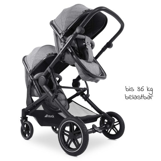 Hauck Twin stroller Atlantic Twin (incl. baby bath for newborn) - up to 36 kg loadable - Melange Grey