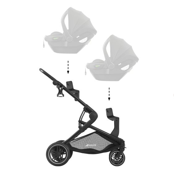 Hauck Zwillingskinderwagen Atlantic Twin inkl. Sommer-Schutzpaket (2x Sonnensegel & 2x Mückennetz) - Melange Grey