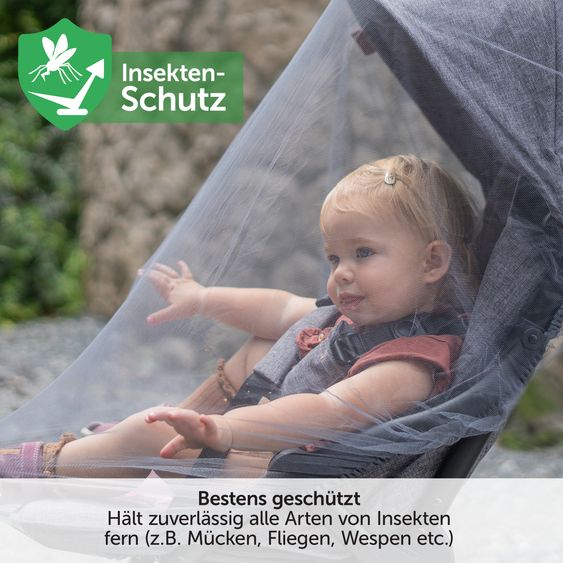 Hauck Zwillingskinderwagen Atlantic Twin inkl. Sommer-Schutzpaket (2x Sonnensegel & 2x Mückennetz) - Melange Grey