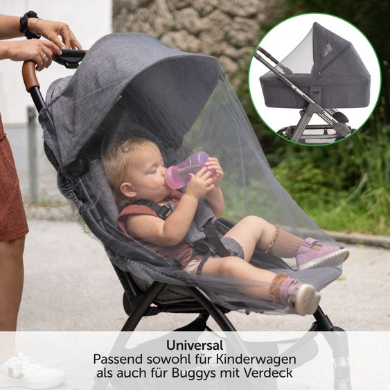 Hauck Zwillingskinderwagen Atlantic Twin inkl. Sommer-Schutzpaket (2x Sonnensegel & 2x Mückennetz) - Melange Grey