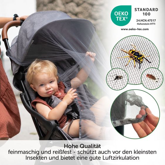 Hauck Zwillingskinderwagen Atlantic Twin inkl. Sommer-Schutzpaket (2x Sonnensegel & 2x Mückennetz) - Melange Grey
