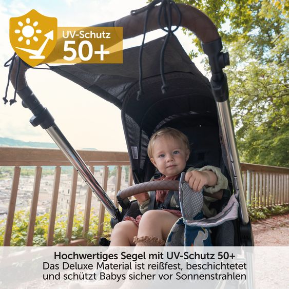 Hauck Zwillingskinderwagen Atlantic Twin inkl. Sommer-Schutzpaket (2x Sonnensegel & 2x Mückennetz) - Melange Grey