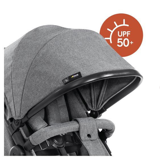 Hauck Zwillingskinderwagen Atlantic Twin inkl. Sommer-Schutzpaket (2x Sonnensegel & 2x Mückennetz) - Melange Grey