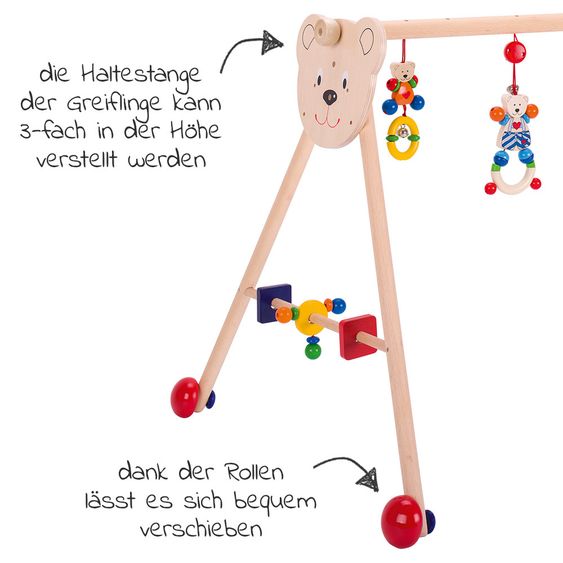 Heimess Greif- und Spieltrainer / Spieltrapez Baby-Fit - Herzbär