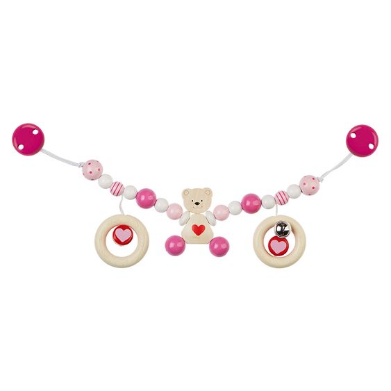 Heimess Kinderwagenkette - Herzbär - Rosa