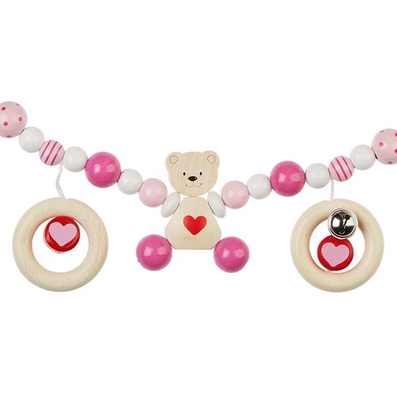 Heimess Kinderwagenkette - Herzbär - Rosa