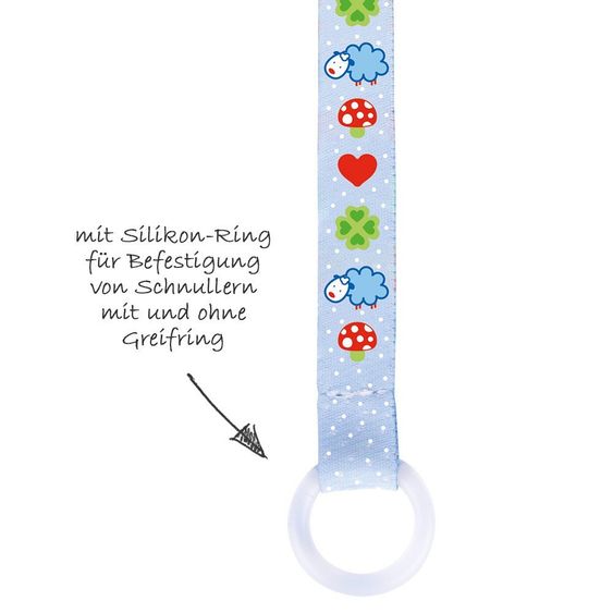Heimess Schnullerband Schaf - Blau