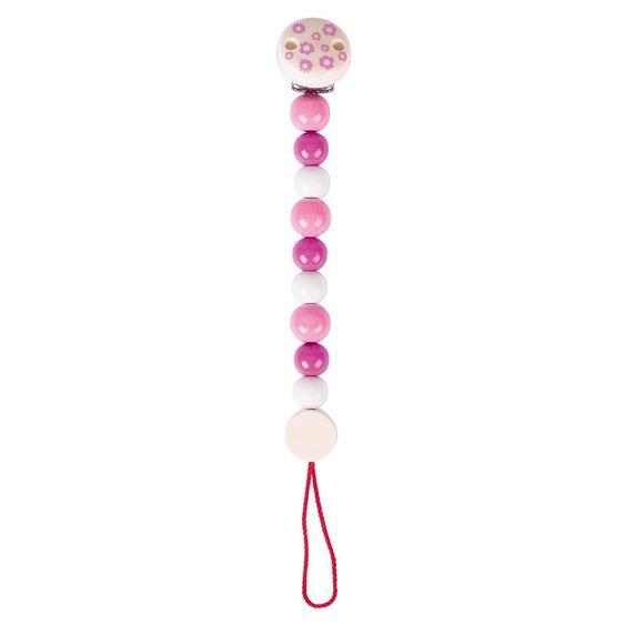 Heimess Schnullerkette aus Holz - Blüten Rosa
