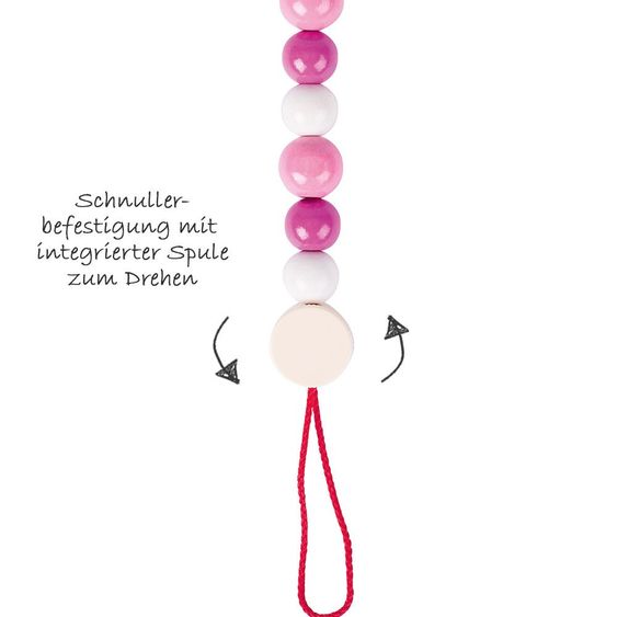 Heimess Schnullerkette aus Holz - Blüten Rosa