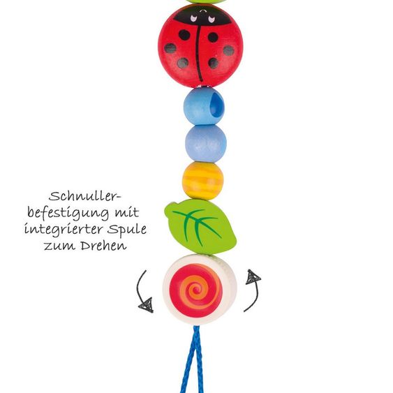 Heimess Pacifier chain wooden ladybug - Soft Colors
