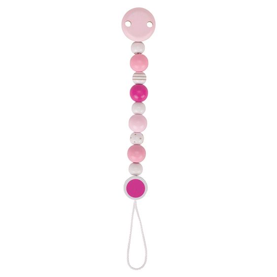 Heimess Schnullerkette aus Holz - Rosa Grau Weiß