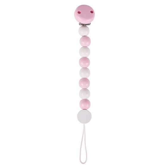Heimess Schnullerkette aus Holz - Rosa Weiß