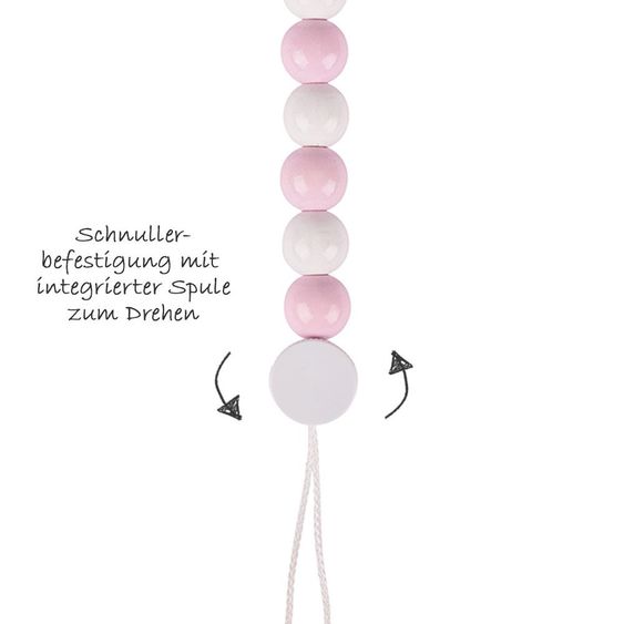Heimess Schnullerkette aus Holz - Rosa Weiß