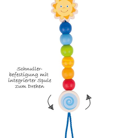 Heimess Schnullerkette aus Holz Sonne - Soft Colors