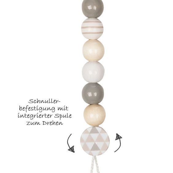 Heimess Schnullerkette aus Holz - Stern - Grau
