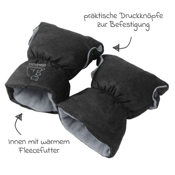 Heitmann Handwärmer / Handschuhe Kinderwagenmuff Eisbärchen - Grau-Meliert
