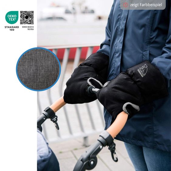 Heitmann Handwärmer / Handschuhe Kinderwagenmuff Eisbärchen - Grau-Meliert