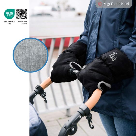 Heitmann Hand warmer / gloves baby carriage muff polar bear - light gray-mottled