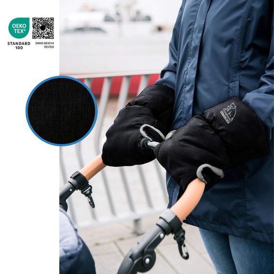 Heitmann Handwärmer / Handschuhe Kinderwagenmuff Eisbärchen - Schwarz