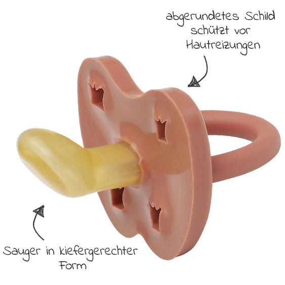 HEVEA Schnuller aus Naturkautschuk - kiefergerecht - Krone - Elves Red - Gr. ab 3 M