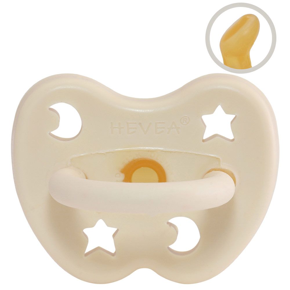 HEVEA Schnuller aus Naturkautschuk - kiefergerecht - Stern & Mond - Milky White - Gr. 0-3 M