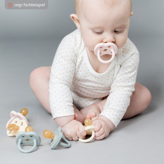 HEVEA Pacifier natural rubber - round - Flower - Powder Pink - size 0-3 M