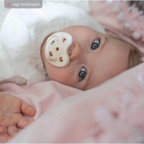 HEVEA Pacifier natural rubber - round - Flower - Powder Pink - size 0-3 M