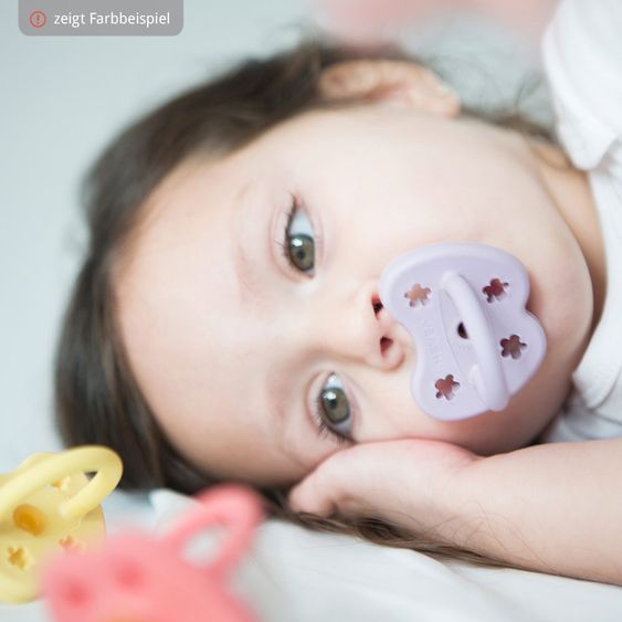 HEVEA Pacifier natural rubber - round - Flower - Powder Pink - size 0-3 M