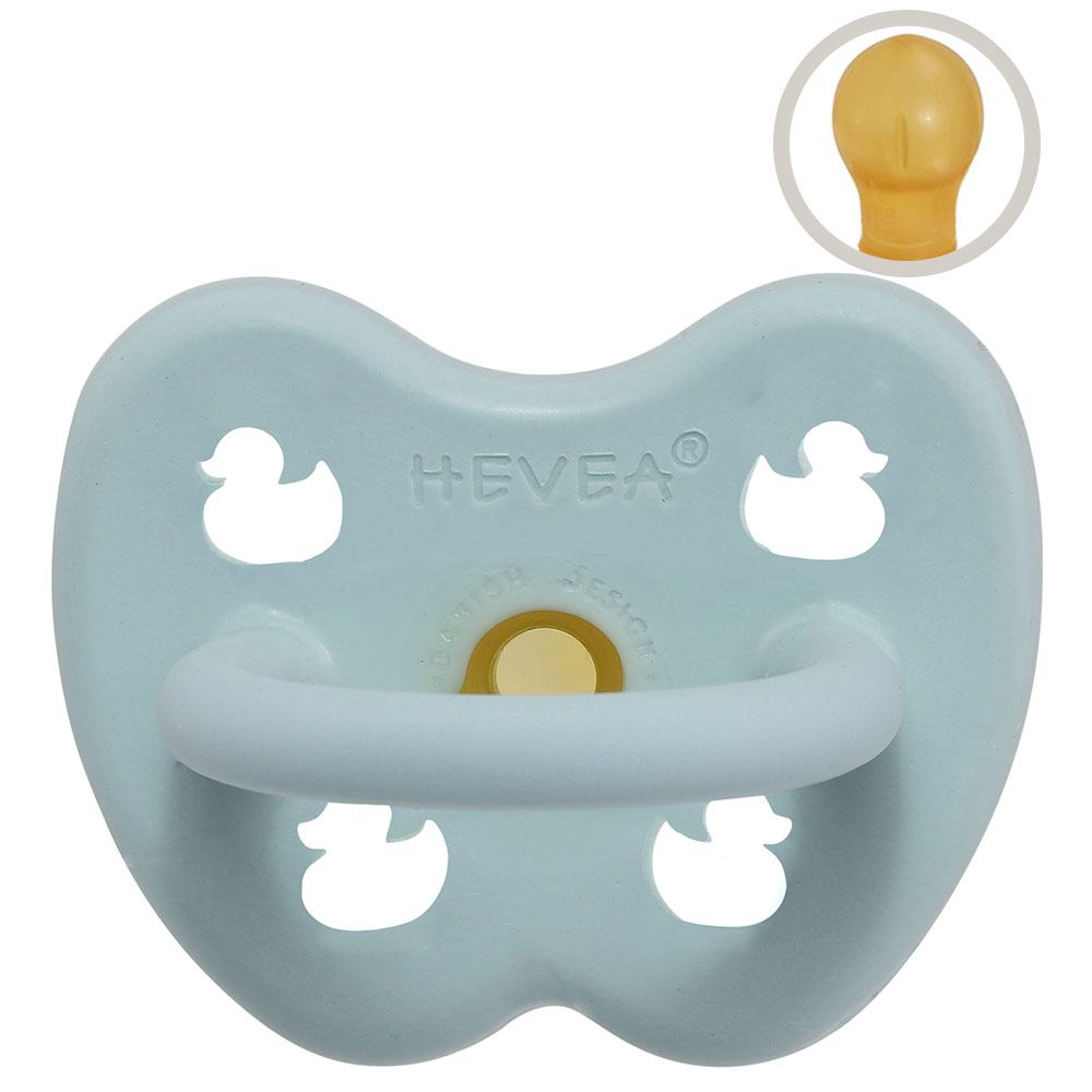 HEVEA Schnuller aus Naturkautschuk - rund - Ente - Baby Blue - Gr. 0-3 M