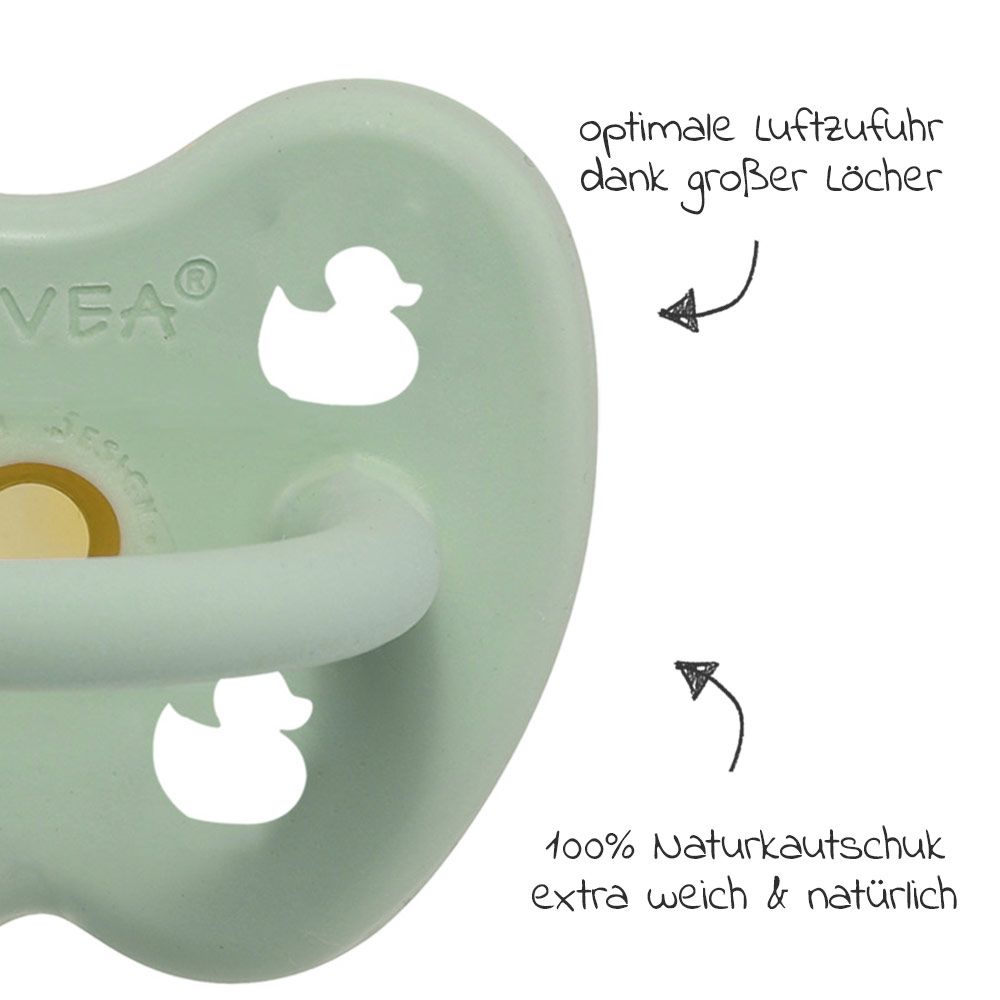 HEVEA Schnuller aus Naturkautschuk - rund - Ente - Mellow Mint - Gr. 0-3 M