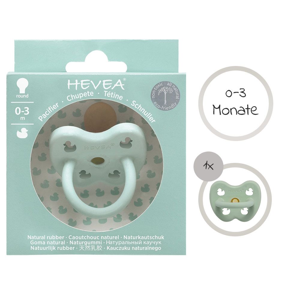 HEVEA Schnuller aus Naturkautschuk - rund - Ente - Mellow Mint - Gr. 0-3 M
