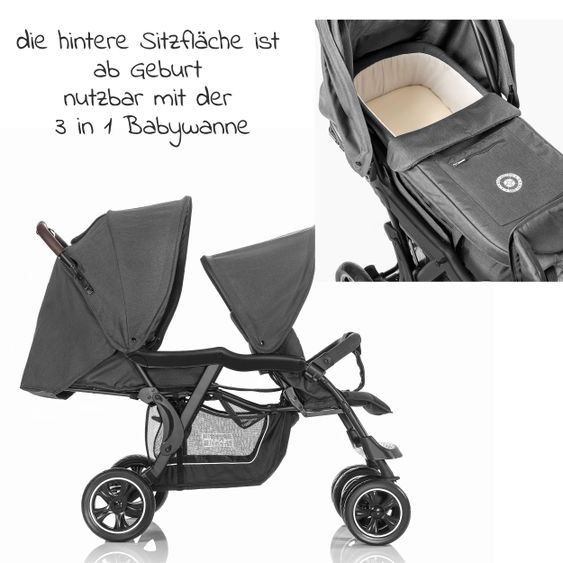 Hoco 3 in 1 Babywanne Exklusiv - Linen Dark Grey