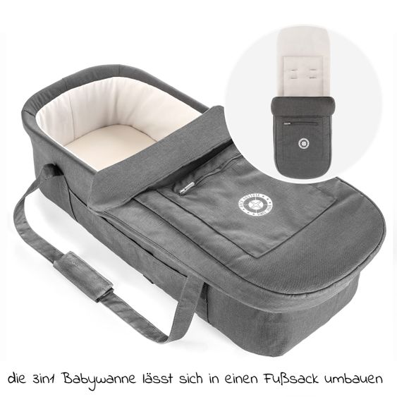 Hoco 3 in 1 Babywanne Exklusiv - Linen Dark Grey