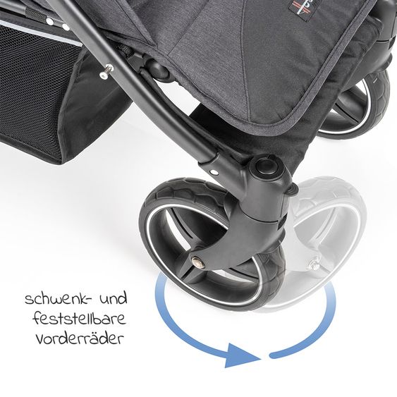 Hoco Geschwister- & Zwillingskinderwagen Tandem Exklusiv - Linen Dark Grey