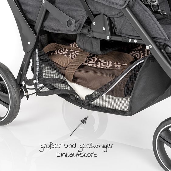 Hoco Geschwister- & Zwillingskinderwagen Tandem Exklusiv - Linen Dark Grey