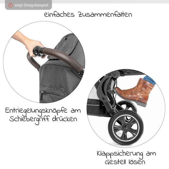 Hoco Geschwister- & Zwillingskinderwagen Tandem Exklusiv - Linen Dark Grey