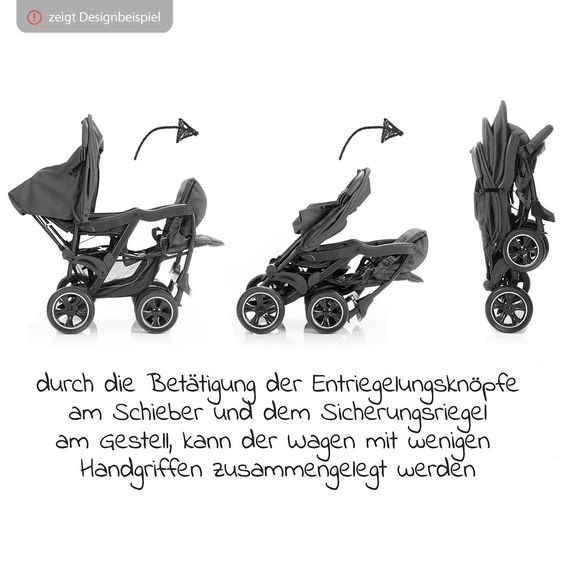 Hoco Geschwister- & Zwillingskinderwagen Tandem Exklusiv - Linen Dark Grey