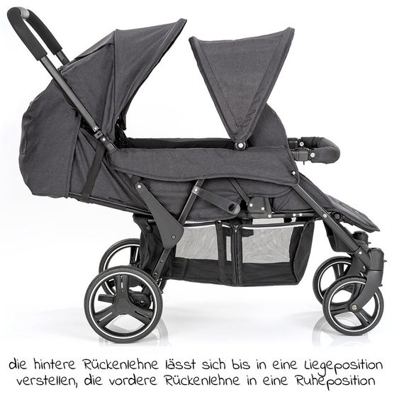 Hoco Geschwister- & Zwillingskinderwagen Tandem Exklusiv - Linen Dark Grey