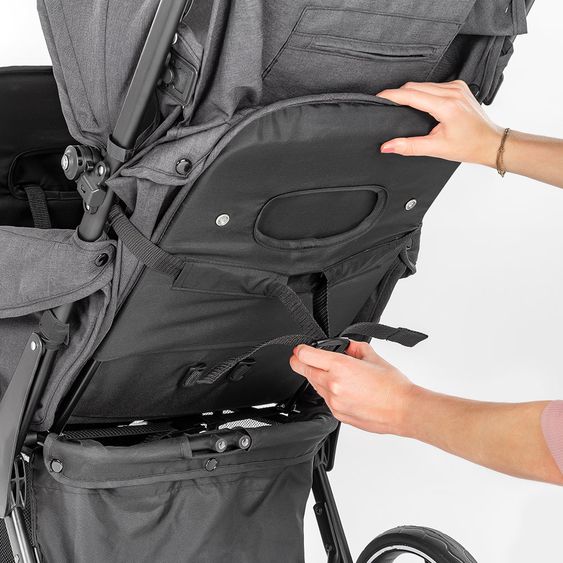 Hoco Geschwister- & Zwillingskinderwagen Tandem Exklusiv - Linen Dark Grey