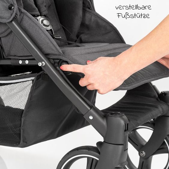 Hoco Geschwister- & Zwillingskinderwagen Tandem Exklusiv - Linen Dark Grey