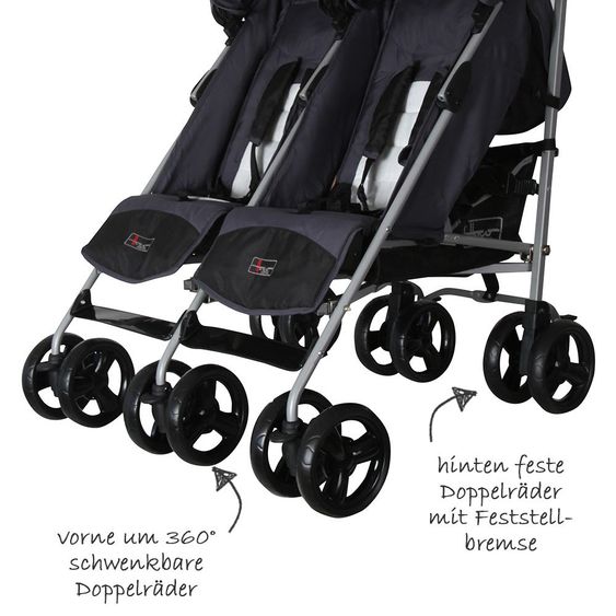 Hoco Geschwisterbuggy Twister - Anthrazit Milk White