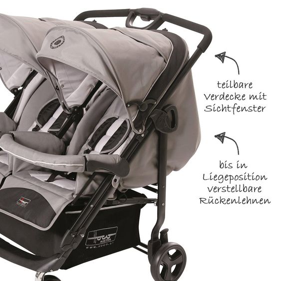 Hoco Geschwisterwagen Twindem - Slime Light Grey