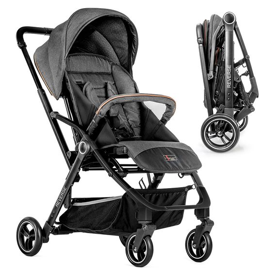 Hoco Reisebuggy / Buggy Reverse mit umsetzbarer Sitzeinheit, klein faltbar - Dark Grey