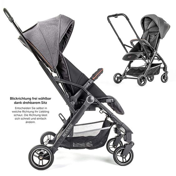 Hoco Reisebuggy / Buggy Reverse mit umsetzbarer Sitzeinheit, klein faltbar - Dark Grey