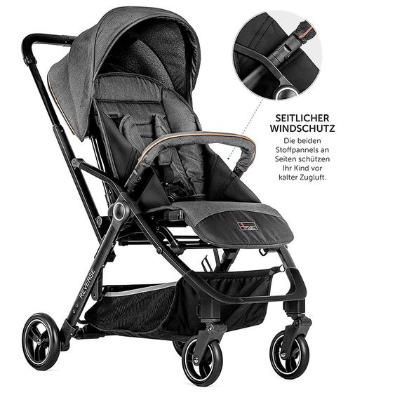 Hoco Reisebuggy / Buggy Reverse mit umsetzbarer Sitzeinheit, klein faltbar - Dark Grey