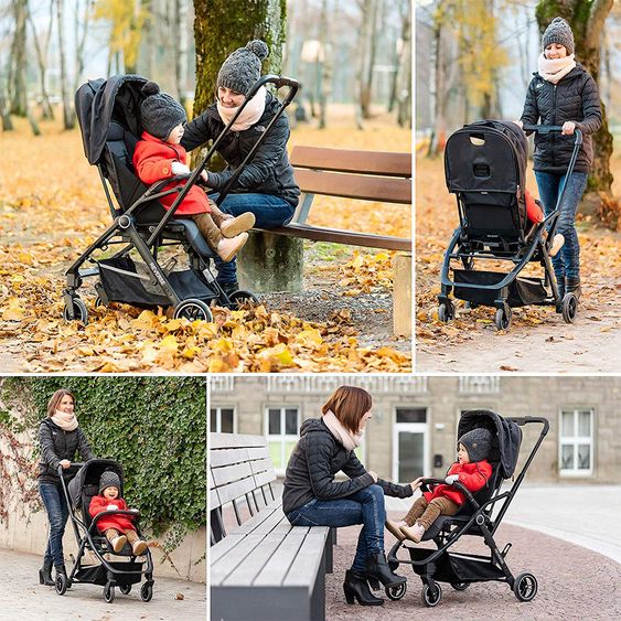 Hoco Reisebuggy / Buggy Reverse mit umsetzbarer Sitzeinheit, klein faltbar - Dark Grey